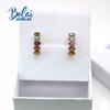 Bolaijewelry Серьги из стерлингового серебра 925 пробы с натуральным турмалином овальной формы 3*5 мм, простой дизайн, натуральные красочные драгоценные камни, изысканные украшения для девочек