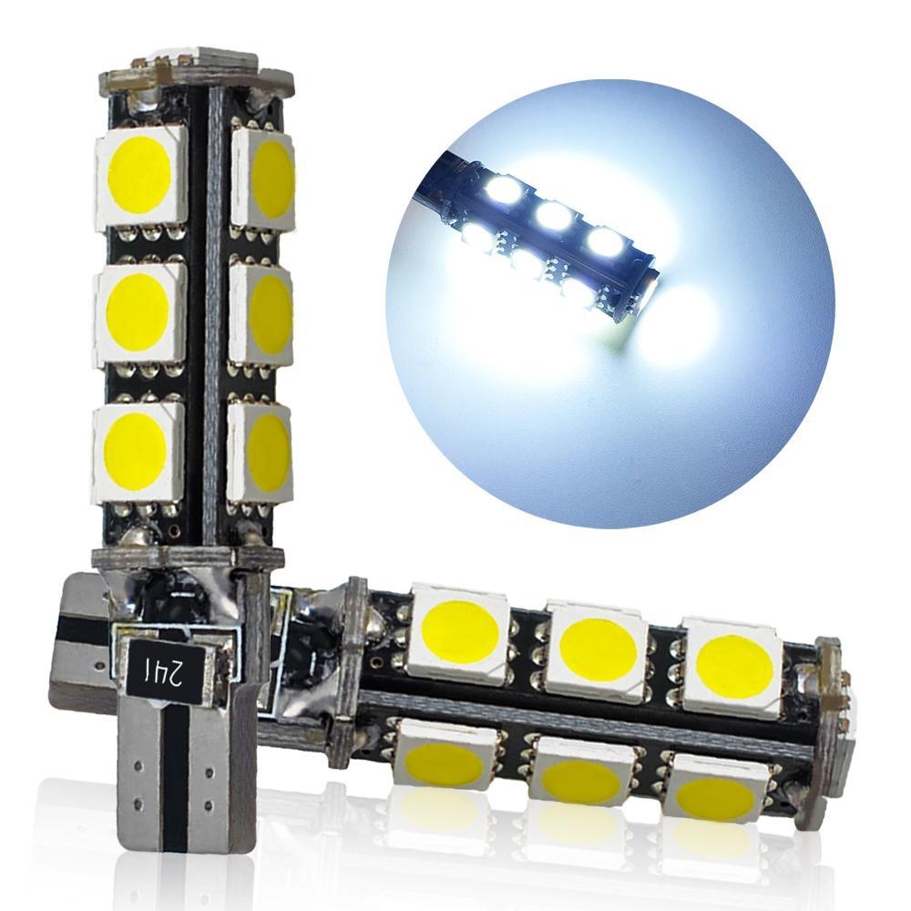 2X T10 W5W 5050 13SMD 9SMD белые внутренние светодиодные лампы для автомобиля, клиновидные лампы для чтения, супер яркие, DC 12 В