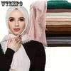Pleated Solid Color Cotton and Linen Scarf 90 * 180cm Large Size Women's Headscarf