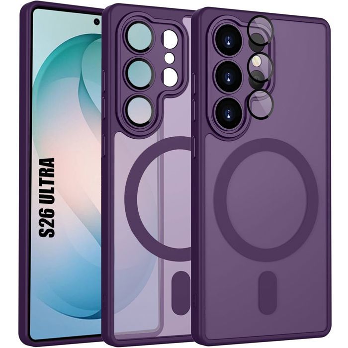 Coque Hybride - BOOLING - pour Samsung Galaxy S26 Ultra - Cercle Magnétique Vitre Caméra - Violet