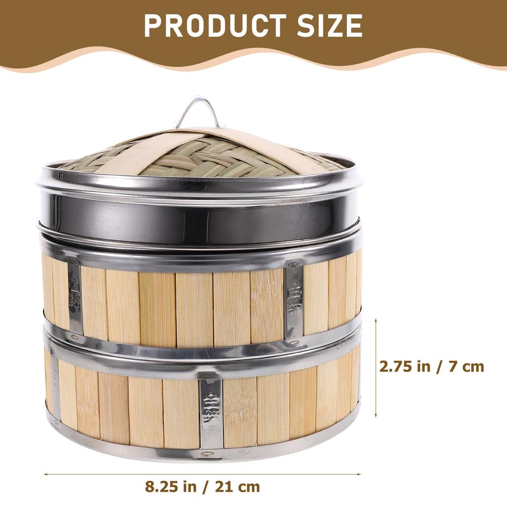 1Set Bamboo Steamer Basket 10 Inch Multi-Layer Food Steamer for Dumplings Buns Dim Sum Rice Vegetables Eggs Corn Potatoes Steam