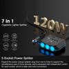 Car Chargers 120W High Power Charging Adapter 3-Socket Power Splitter 12-24V with 4 USB Ports LED