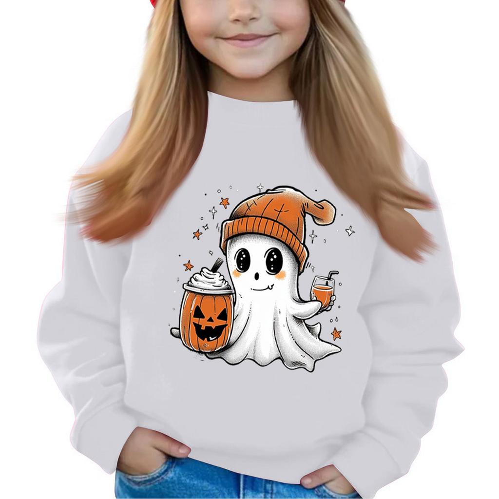 Halloween Day Girls Round Neck Pullovers For Kids Printed Baby Tops