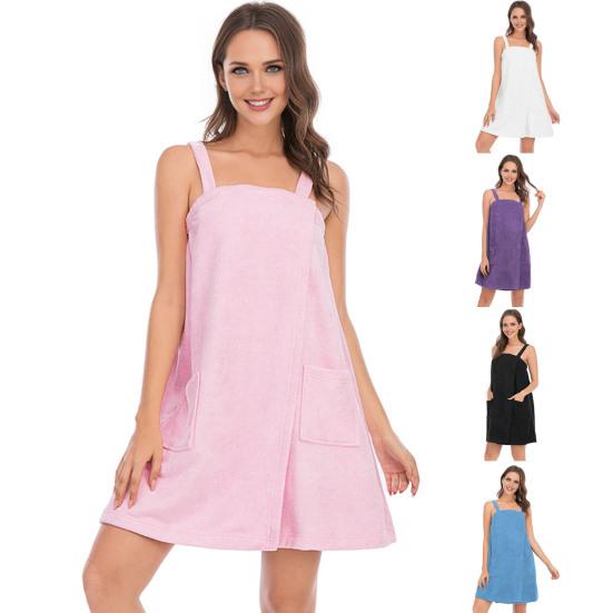 Женское банное полотенце-обертывание для спа-тела с ремнями и карманами, регулируемая застежка, полотенце-халат для душа с повязкой на голову для лица