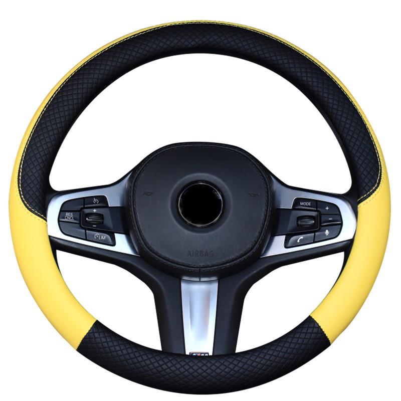 Universal Anti-Slip Carbon Fiber Steering Wheel Cover, Sweat-Absorbent, Leather, 4-Seasons Car Interior Protection