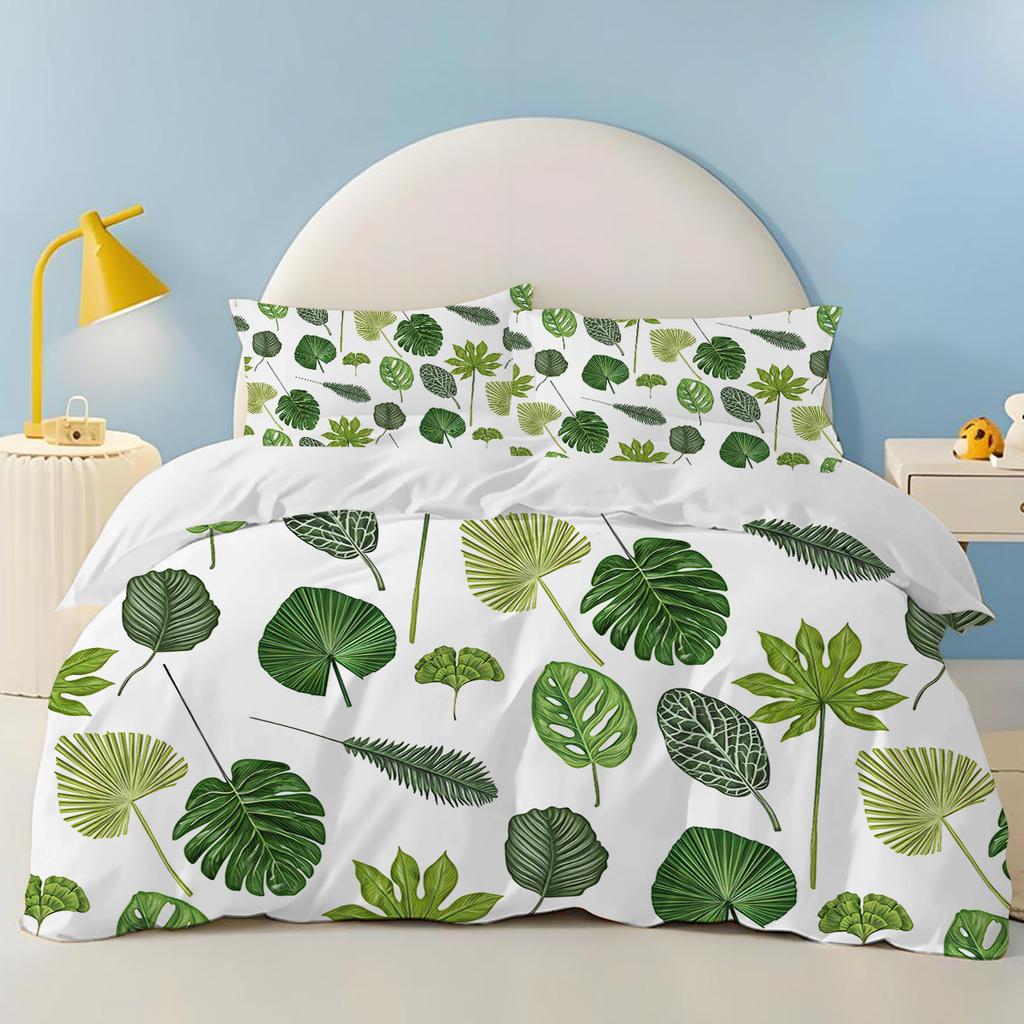 Comforter Green Leaves Christmas Gifts Pet Dog Bedding Set Polyester Suitable For Children And Adults 3-Piece Set Plant