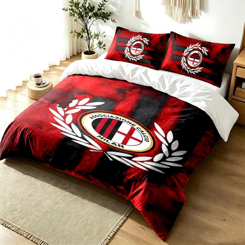 AC Milan 3pc Duvet Cover Set Simple Modern Bedding Set Wrinkle Resistant Soft Fabric All Season Use a perfect gift