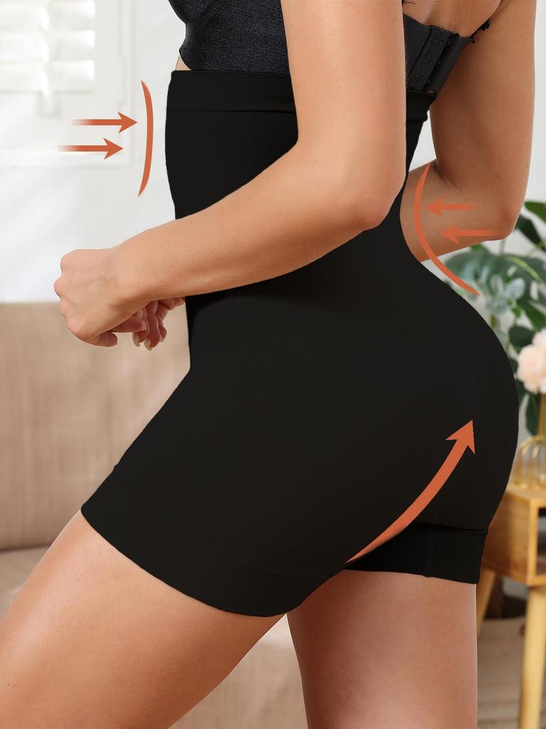 Women's High Waist Power Shorts Body Shaper Lightweight Slimming Belly Shaping Breathable Shapewear Butt Lifter Control Panties Underwear Black