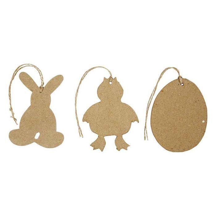 Easter Decorations - Handmade - Paper Mache - Beige - 3 Designs - Hanging