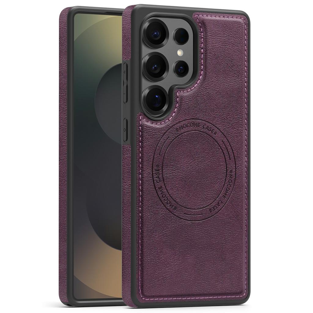 For Samsung Galaxy S25 Ultra Case Compatible with MagSafe Leather Back Phone Cover