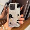 Phone Case for iphone 14 XR XS Max 15 11 12 13 Air 18 Pro Max 17 Pro 16 Plus Black Gold Cats Silver Cracked Texture Shockproof Cover