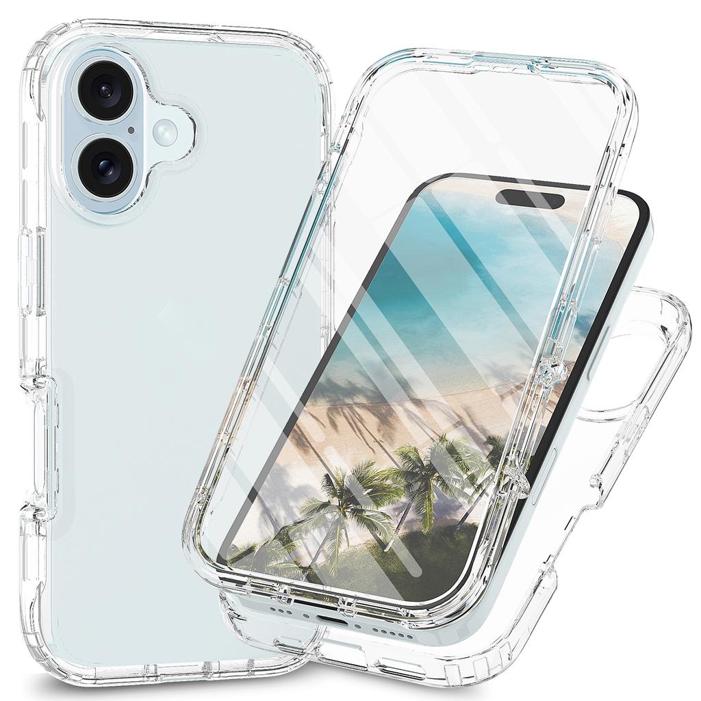 For iPhone 16 Plus Case TPU+PC Full Protection Shockproof Phone Cover with PET Screen Guard