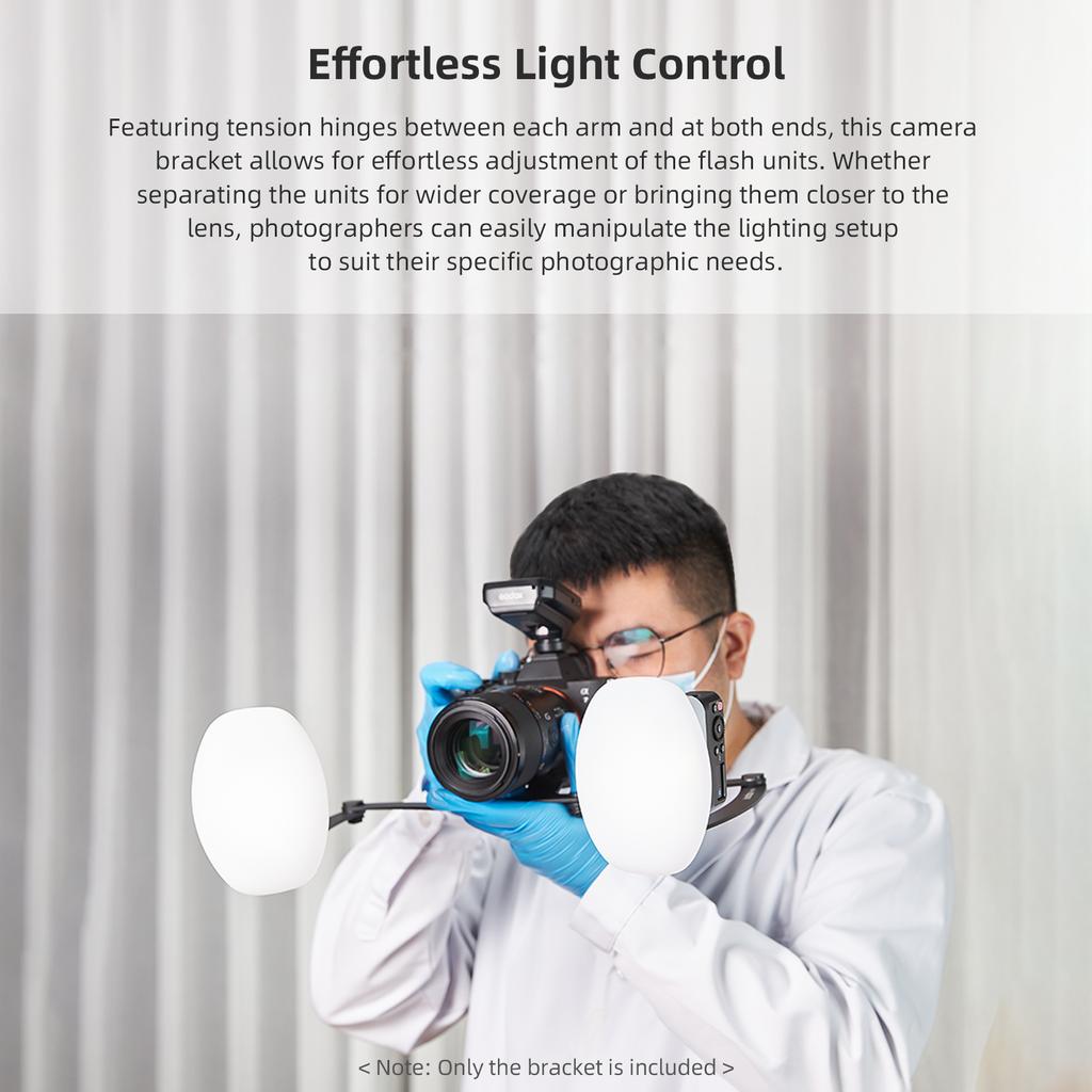 GODOX MF-DB Гибкий кронштейн для вспышки с двумя креплениями для вспышки из алюминиевого сплава, вращающаяся на 360 градусов головка