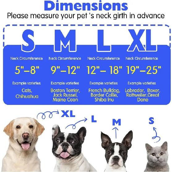 Inflatable Cone Collar for Large Medium Small Dogs, Soft Adjustable Recovery Collar for Dogs Cats,Dog Cone Neck After Surgery