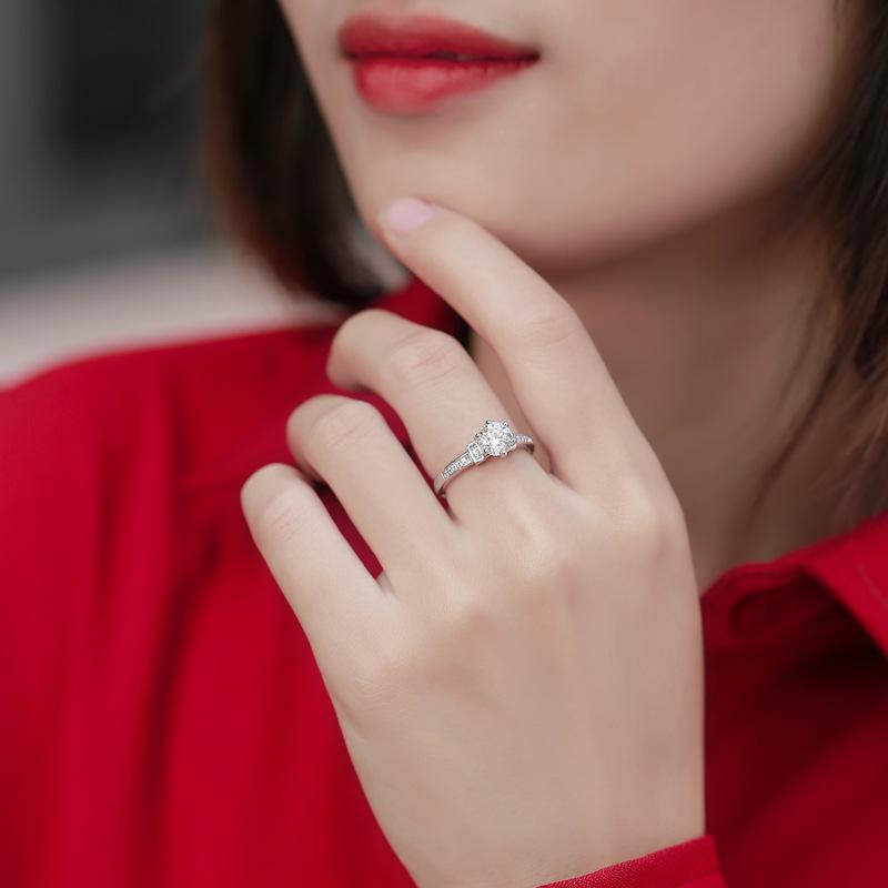 Bague Ringen 925 Silver Set 0.5ct-3ct18 Moissanite Only Love Series Women's Simple Fashion Adjustable Ring