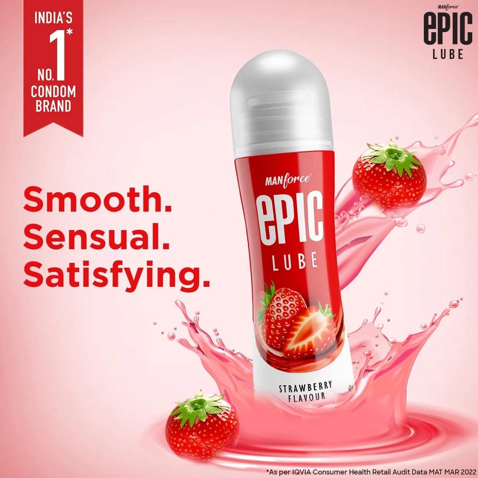 Упаковка из 10 X Epic Lube Гель-смазка со вкусом клубники для мужчин и женщин 60 мл