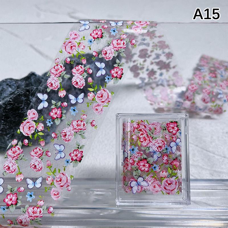 1Pcs 100cm Flower Rose Nail Transfer Foils Sticker Paper Floral Nail Wraps Tulip Nail Art Stickers Decals Nail Art Decorations