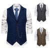 Мужской однотонный жилет Four Seasons Vintage Suit с воротником, однобортный, тонкий топ