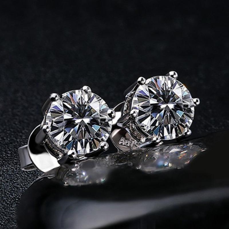 1 пара изысканных круглых серег с шестью когтями с блестящим цирконом, что делает их универсальными и модными для повседневной женской носки