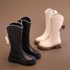 Autumn and Winter Children's Long Boots Kid Shoe Girl Soft Soled Cotton Shoe Pearl Edged Princess Boot Bow Mid Length Boots