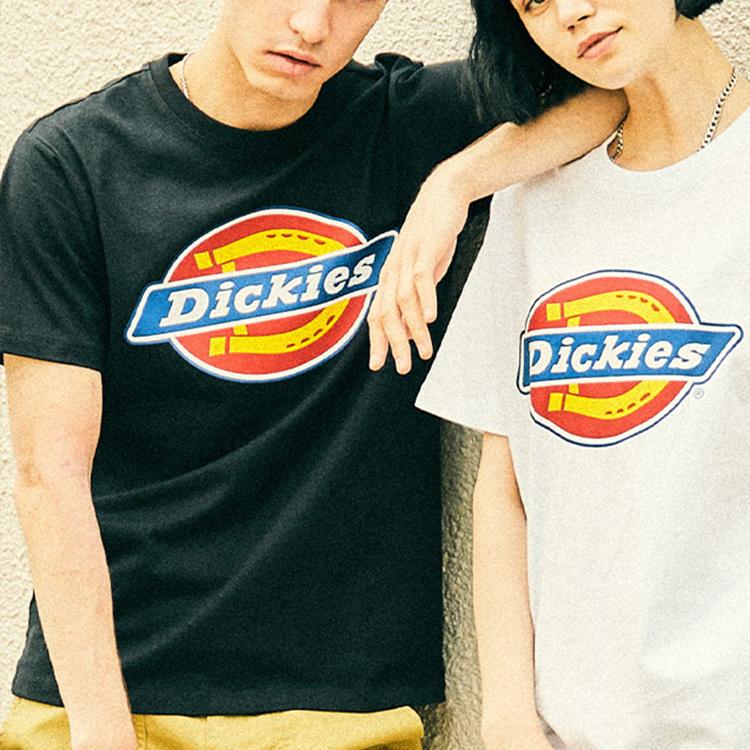 Dickies Женская футболка с принтом букв логотипа SS23, круглым вырезом, короткими рукавами и спущенной линией плеч, черная DK008816BLK1