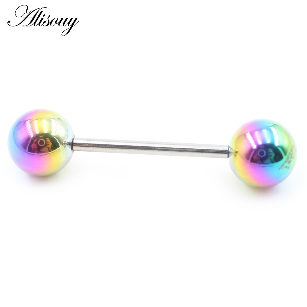 Alisouy 1PC нержавеющая сталь язык штанга пирсинг нить унисекс лабрет губы кольца бар трагус спирали серьги гвоздик украшения для тела