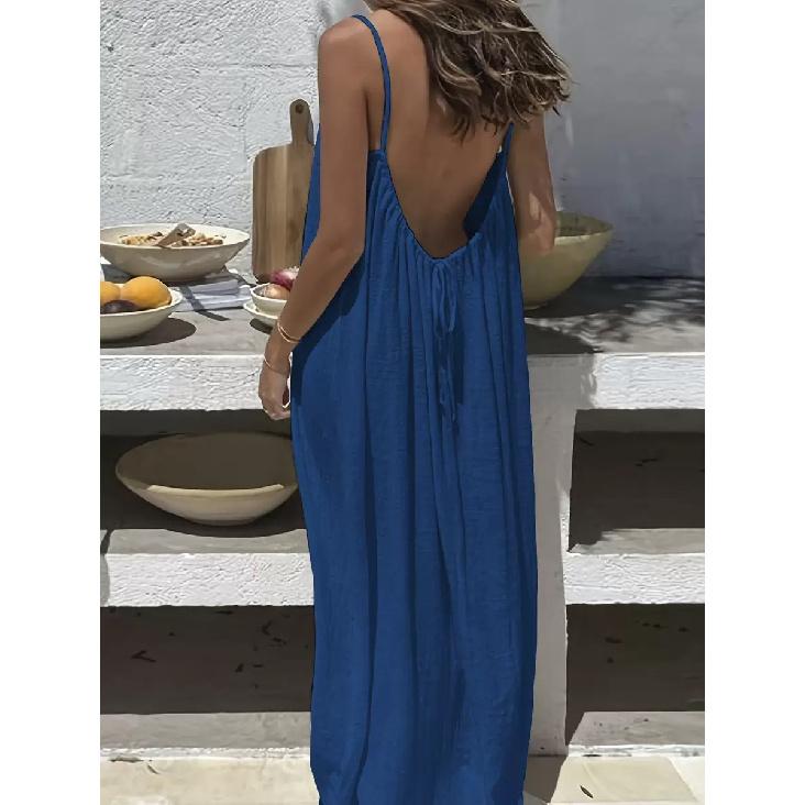 2026 New Women's Strap Dress with Open Back, Loose-fitting Home Wear Dress