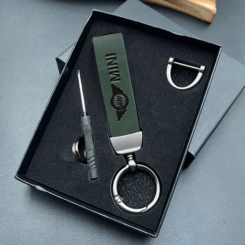 Car Vintage Leather KeyChain 360 Degree Rotating Key Ring Accessories For Mini Cooper One JCW F54 F55 F56 F57 F60 R50 R52 R53 pwaxk99