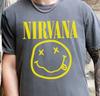 Футболка с логотипом-смайликом Nirvana, 90-е, рок-группа, винтажная, черная, Comfort Colors, футболка 1717