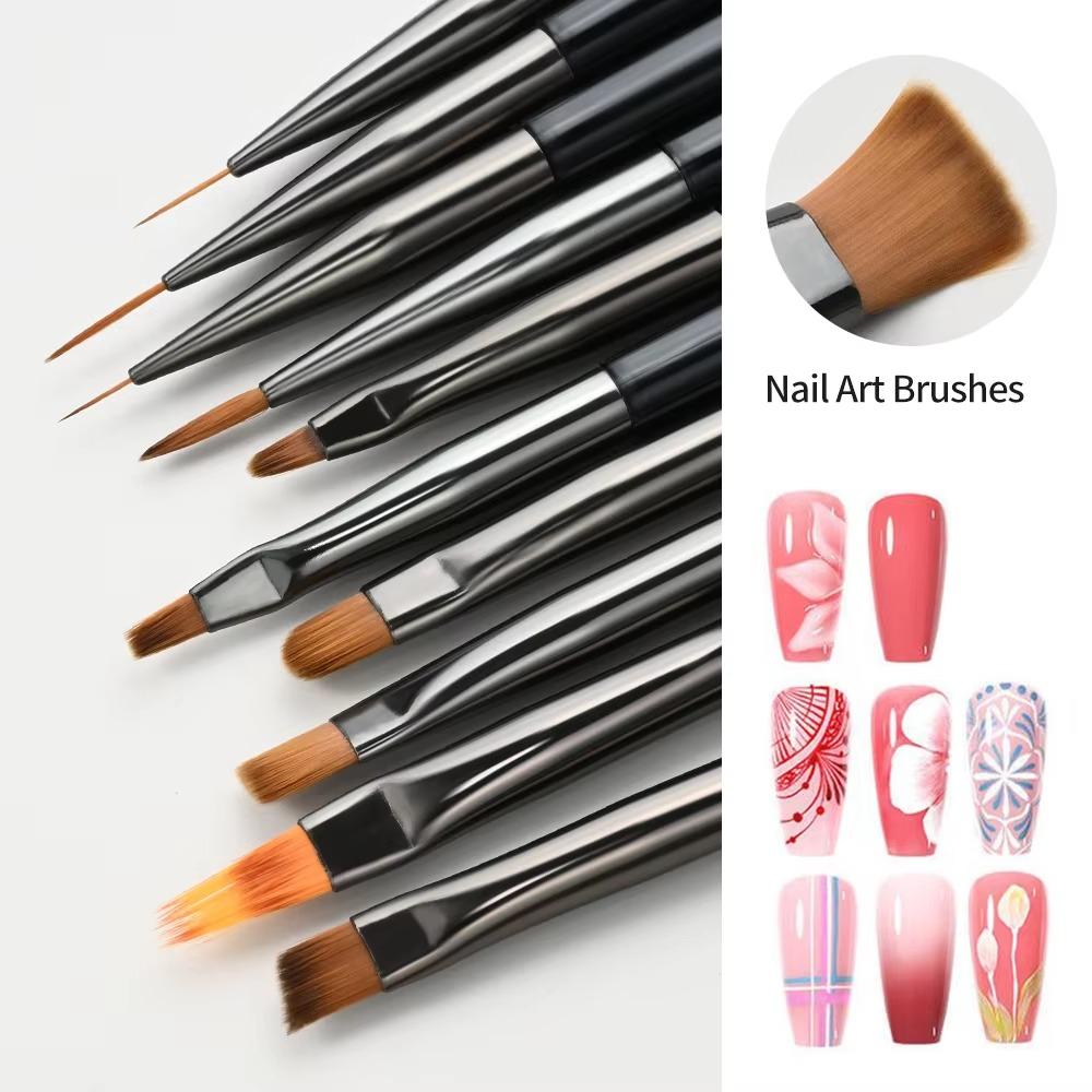 10pcs Kolinsky Hair Nail Art Set Acrylic Liner Painting Nail Gradient Pen UV Gel Lace Ombre Design Drawing Flowers Manicure