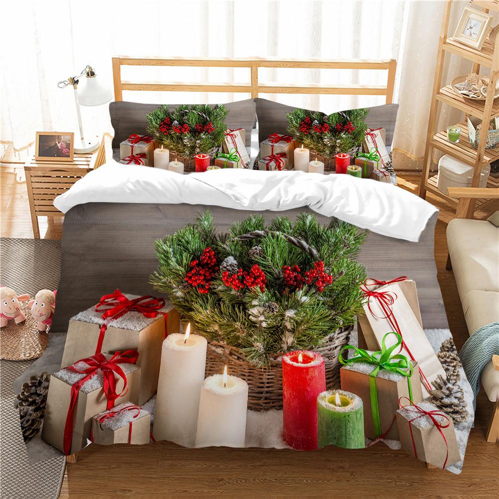 Christmas Deluxe Home Bedding Set Quilt Cover Pillowcase Bedroom Bedding Set Duvet Cover Full Size Bedspread