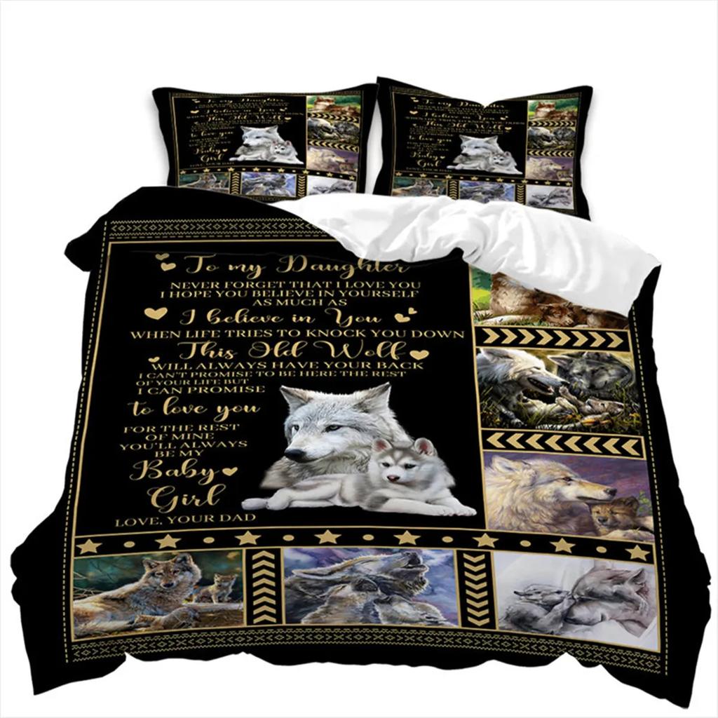 Letter Duvet Cover Abstract Word Print Wild Animal Theme The Meaningful Gift for Family and Friend Bedroom Decoration Queen Size