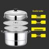 Пароварка из нержавеющей стали с двойным дном: Многофункциональная кастрюля для двух или трех ярусов - Идеально подходит для супов, приготовления булочек на пару и рыбы на индукционных или газовых плитах