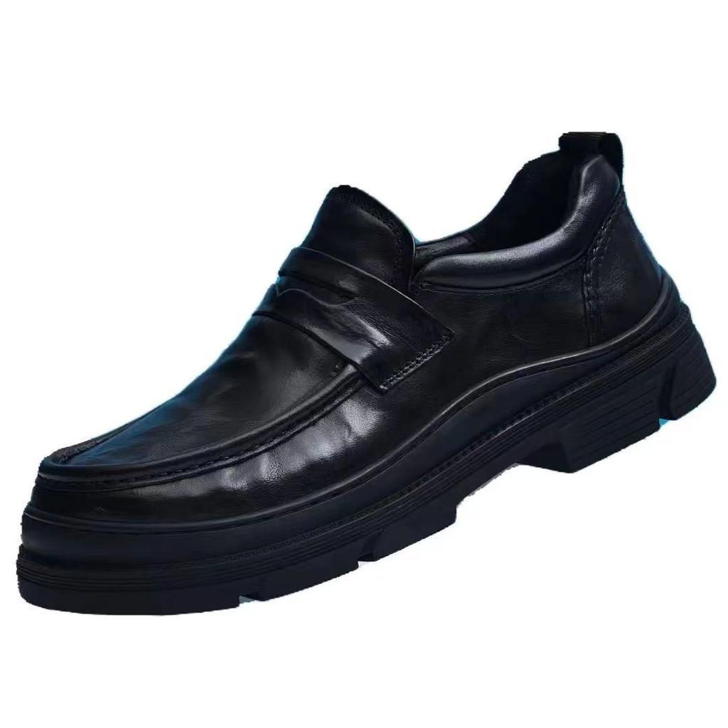 Весенние новые кожаные дышащие туфли мужские универсальные повседневные модные ленивые туфли на платформе с одной педалью