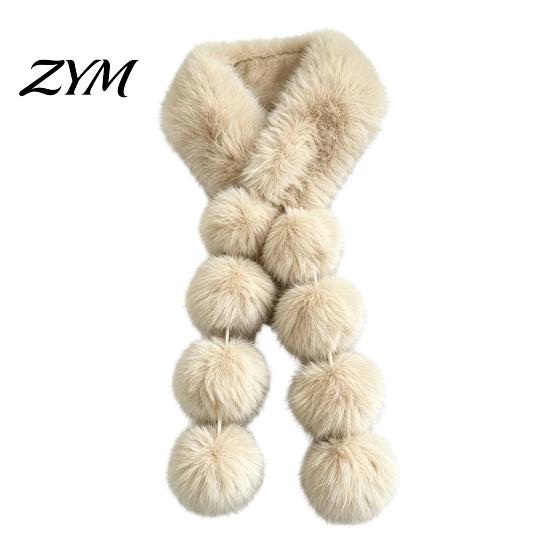 Soft Imitation Fur Scarf Women Faux Scarf, Winter Neck Warmer with Magnetic Buckle, Casual Daily Wear Elegant Draping Design Plush Long Collar