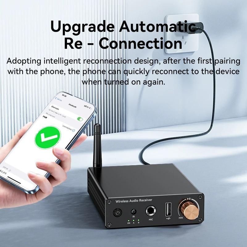 Bluetooth 6.0 Audio Receiver 3.5mm AUX RCA USB 6.5MM Microphone Music Wireless Adapter USB U-Disk HIFI Lossless Music for TV PC