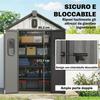 Garden Shed 160L x 98D x 217H cm, Plastic, Lockable Double Doors, Grey
