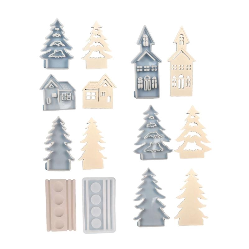 Силиконовые формы для рукоделия, полимерные формы, форма дома для рождественской елки, формы для легкого деформирования, формы для подсвечников, силиконовая текстура