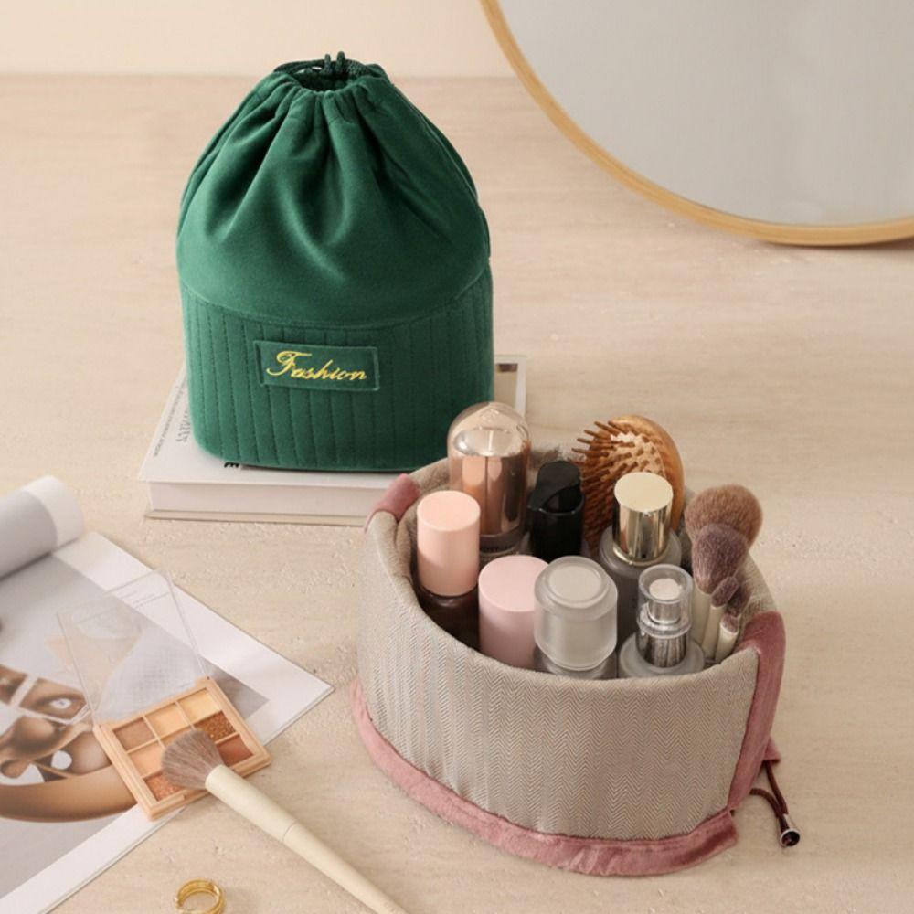 Convenient Multicolor Makeup Bag Large Capacity Flannel Drastring Storage Bag Multi-functional Toiletry Bag Unisex
