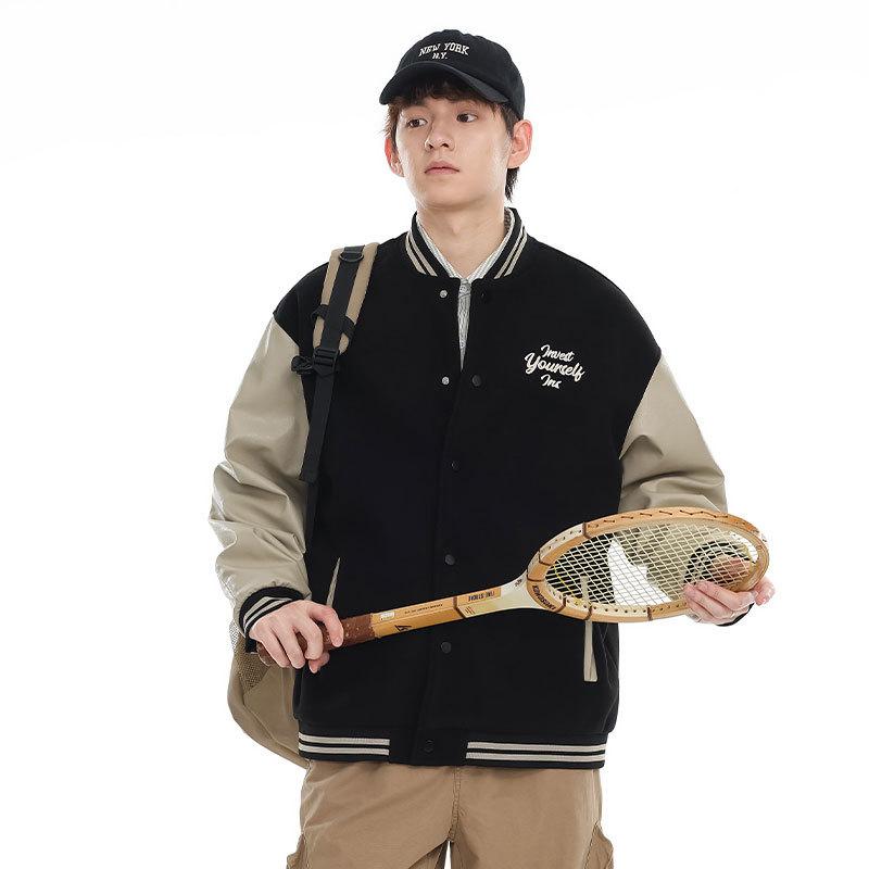 Черная американская бейсбольная куртка мужская свободная повседневная верхняя часть модная брендовая мужская куртка одежда модная марка