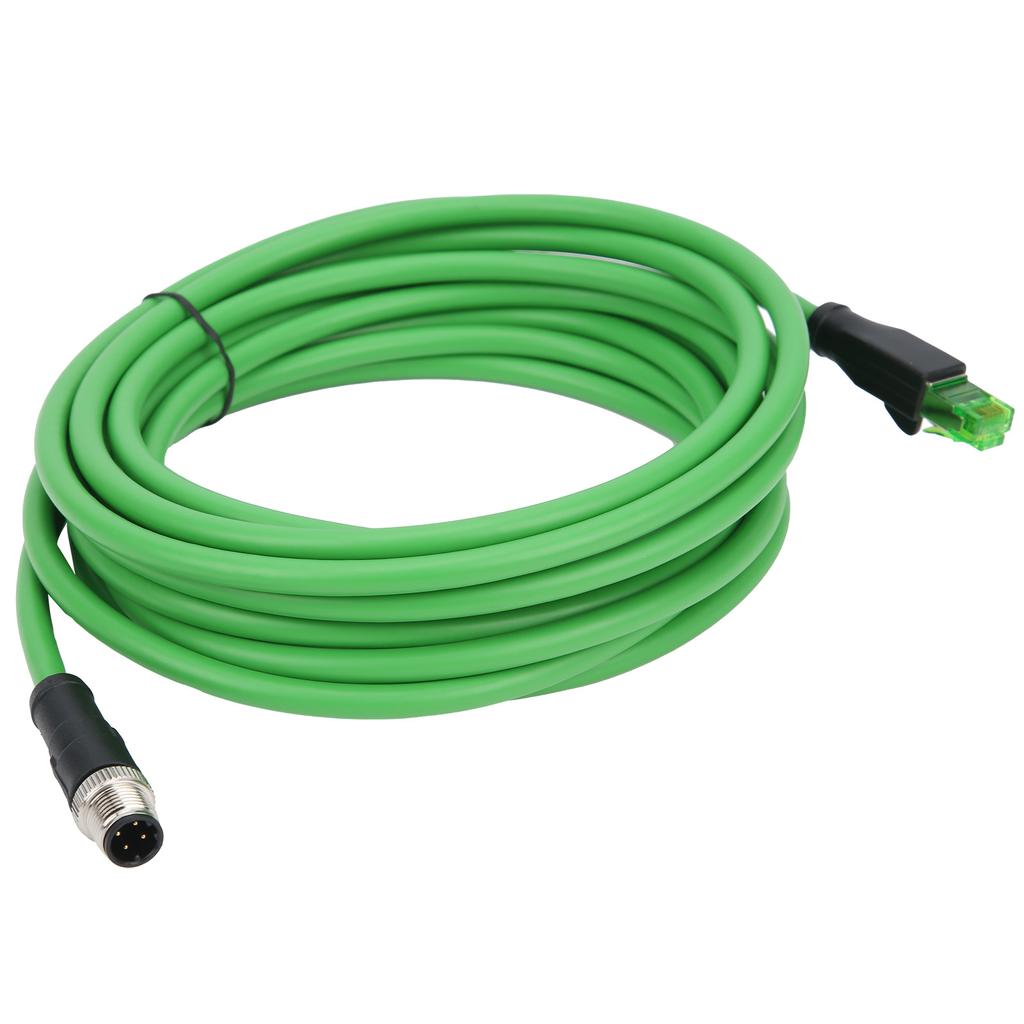 M12 To RJ45 Industrial Ethernet Cable IP67 Waterproof Connecting Line Wire 5m 16.4ft Length
