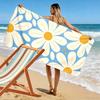 White Daisy Flowers on Blue Background Beach towel quick-drying for travel outdoor sports jogging beach and swimming