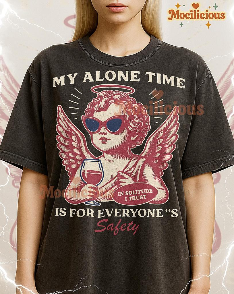 Alone Time For Safety Bootleg Shirt, Vintage Solitude Quote Retro Tee, 90s Throwback, Alone Time For Safety Sweater