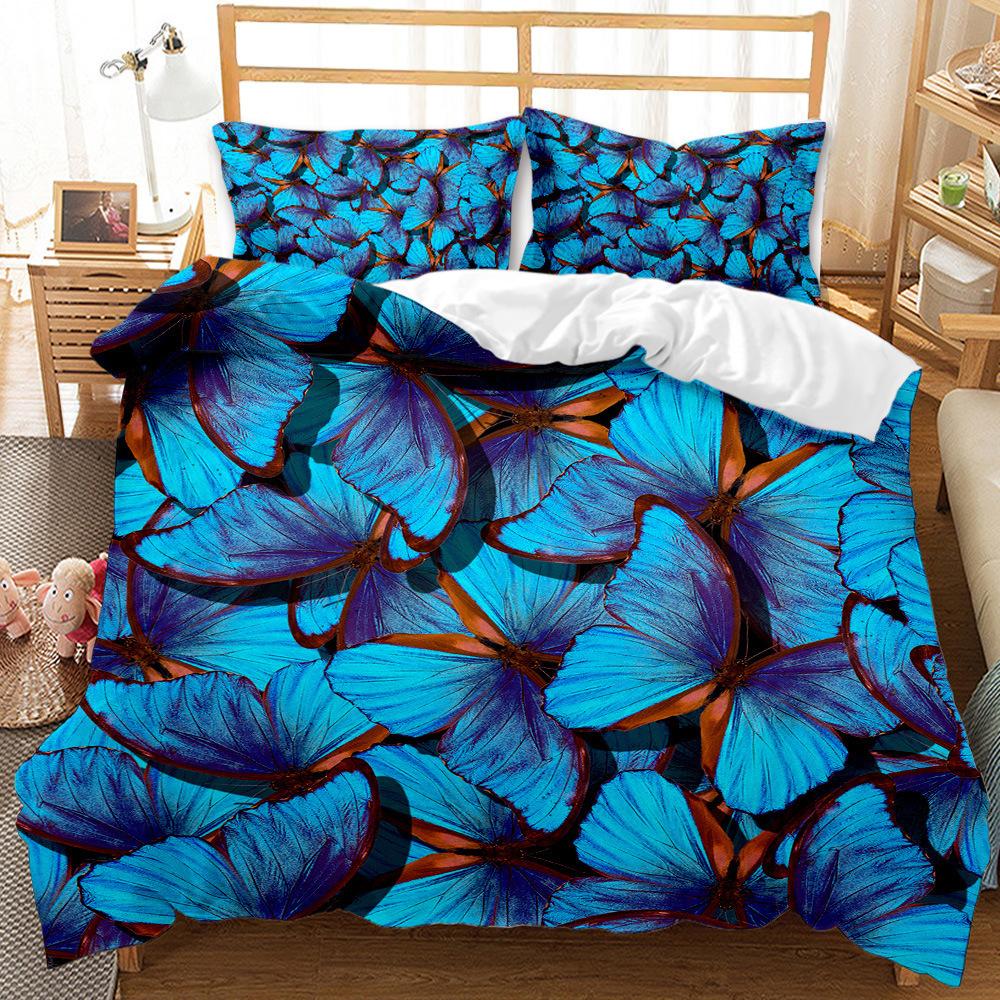 Butterfly Duvet Cover Set Oil Painting Yellow Blue Colour Animals Comforter Cover King Queen For Kid Girl Polyester Bedding Set