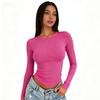 Womens Basic Long Sleeve T-Shirt Round Neck Slim Fit Casual Top