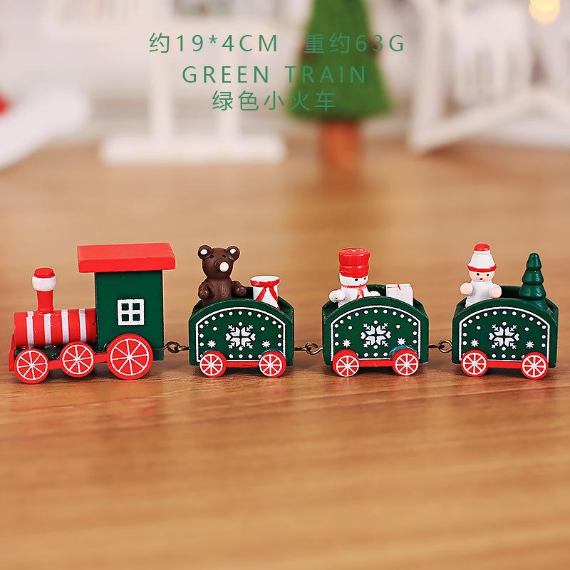 Christmas Wooden Train Christmas Decorations Miniature Model Home Table Ornament New Year Gifts Xmas Tree Hanging Pendant