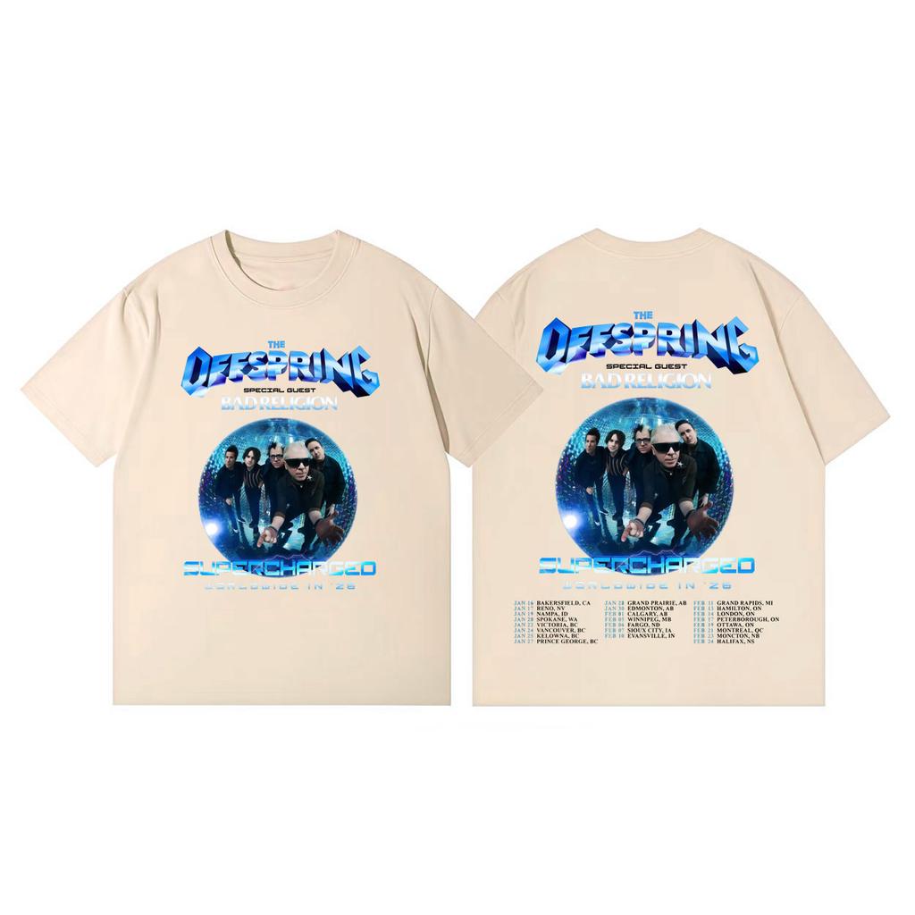Punk Rock Band The Offspring Supercharged Tour 2026 Graphic T Shirts High Quality Fashion Tshirt Unisex Casual Cotton Tshirts
