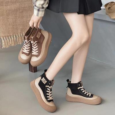 Флисовые Толстоподошвенные Ретро Высокие Кеды Универсальные Повседневные Ботильоны