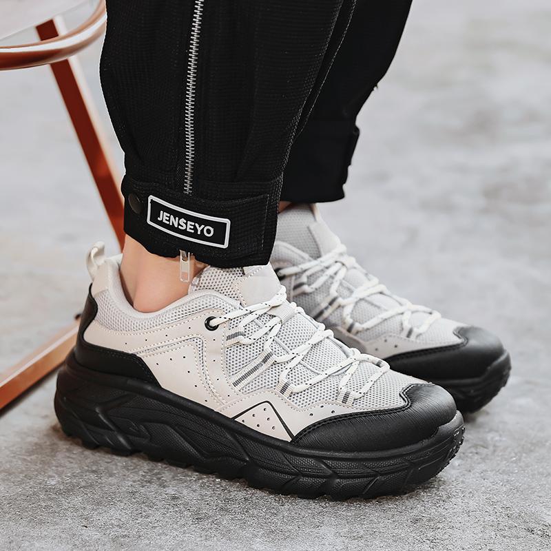 Fashion Hiking Mens Mesh Breathable Sports Casual Fashion Trend Lightweight Thick Soled Dad Shoes for Men Large Size Outdoor Clothing