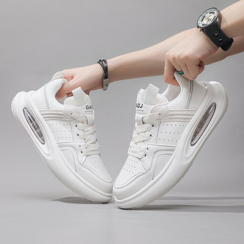 Мужские весенние и осенние туфли на воздушной подушке, мужские белые туфли, увеличивающие рост, дышащие, повседневные, спортивные, на толстой подошве, папины туфли